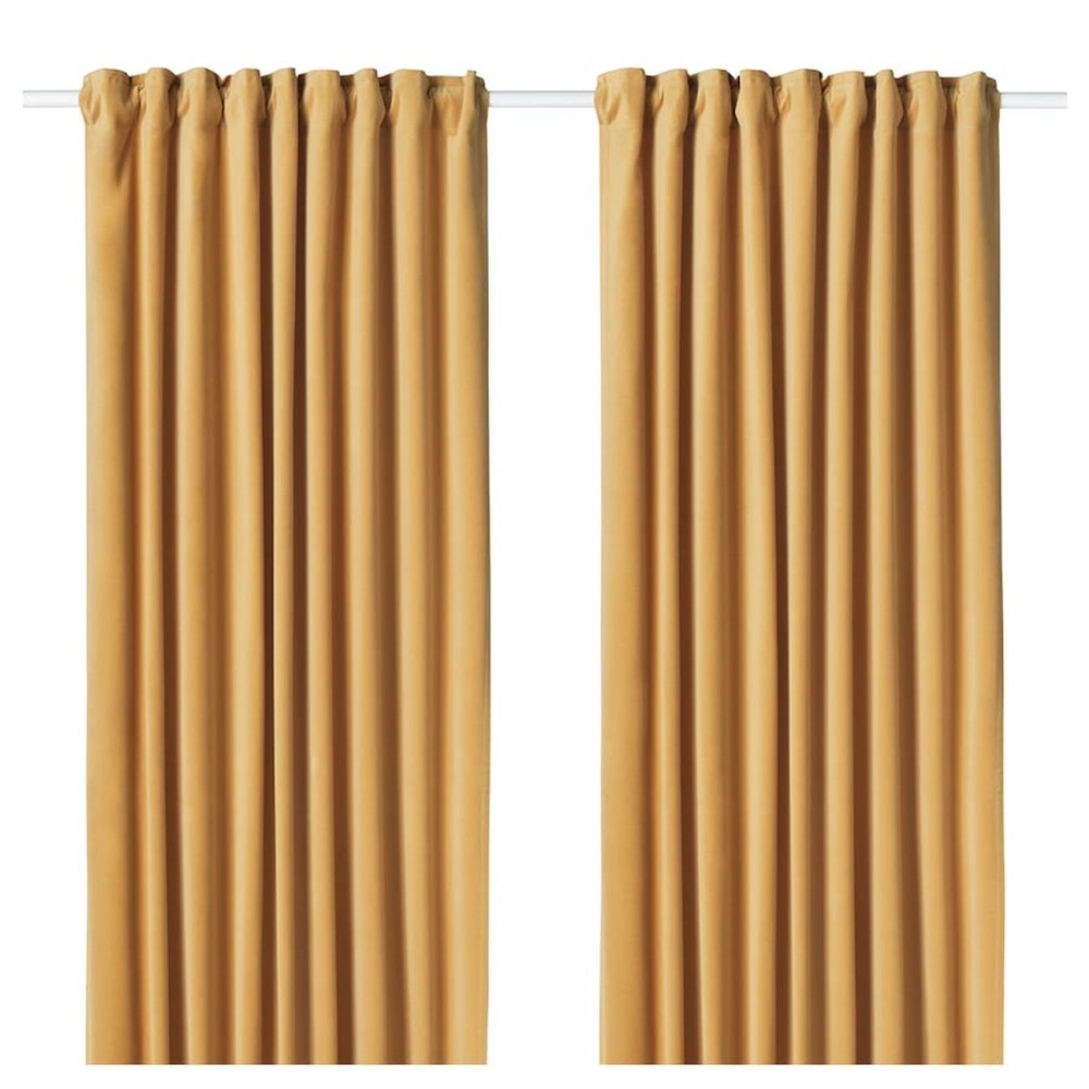 IKEA Sanela room, darkening curtains, one pair, golden brown/gold NWOP
